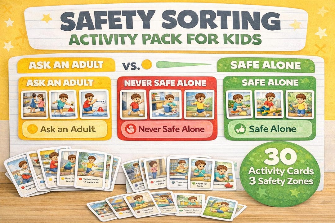 Safety Sorting Kids Safety Sorting Activity | Visual Learning Cards (digital Download ...