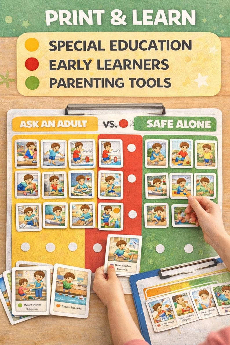 Safety Sorting Kids Safety Sorting Activity | Visual Learning Cards (digital Download ...
