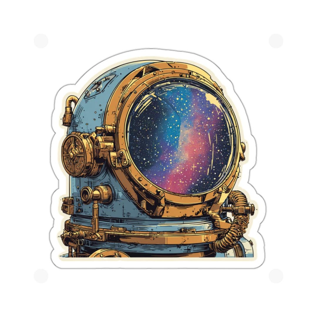 Vintage Diving Helmet Sticker | Galaxy Porthole Die-cut Sticker - Etsy