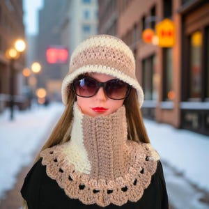Handmade Crocheted Chenille Cable Knit Cream Colored Hat & Scarf Sets(2), NWOT Hat and Scarf Set Crochet - Etsy Canada main image 4