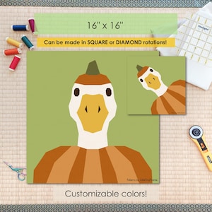 Pumpkin Goose Quilt Block FPP Pattern (PDF Download, Letter/A4 Compatible)