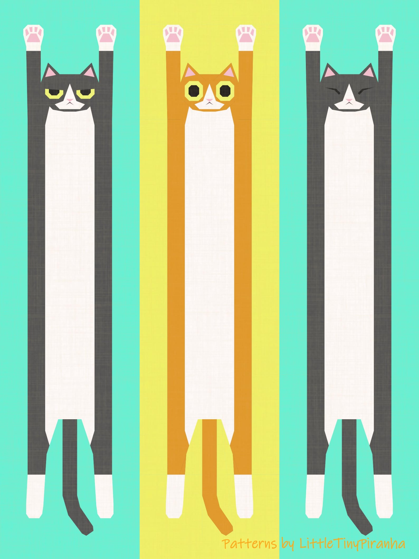 Long Cat, Modular Quilt Block FPP Pattern (PDF Download, Letter/a4 ...