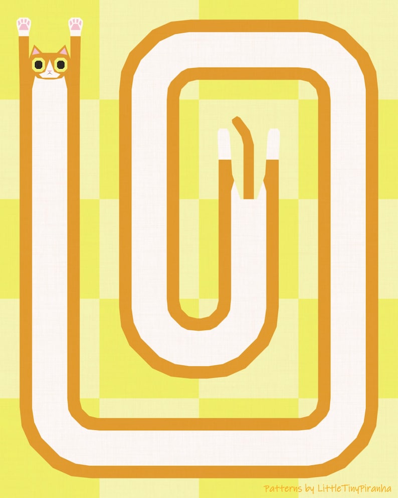 Long Cat, Modular Quilt Block FPP Pattern (PDF Download, Letter/a4 ...