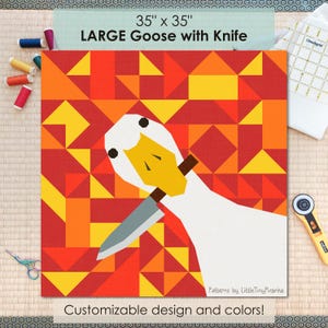 Große Gans mit Messer, 35", FPP Quilt-Muster (PDF-Download, Letter/A4-kompatibel)