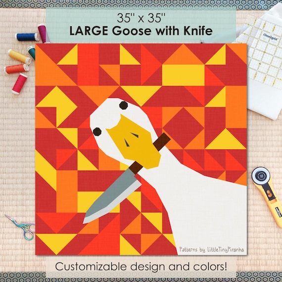 Large Goose With Knife, 35", FPP Quilt Pattern (PDF Download, Letter/A4 Compatible)