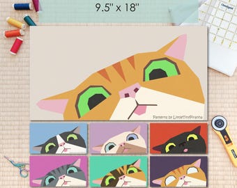 Corner Cat Quilt Block FPP Pattern (PDF Download, Letter/A4 Compatible)