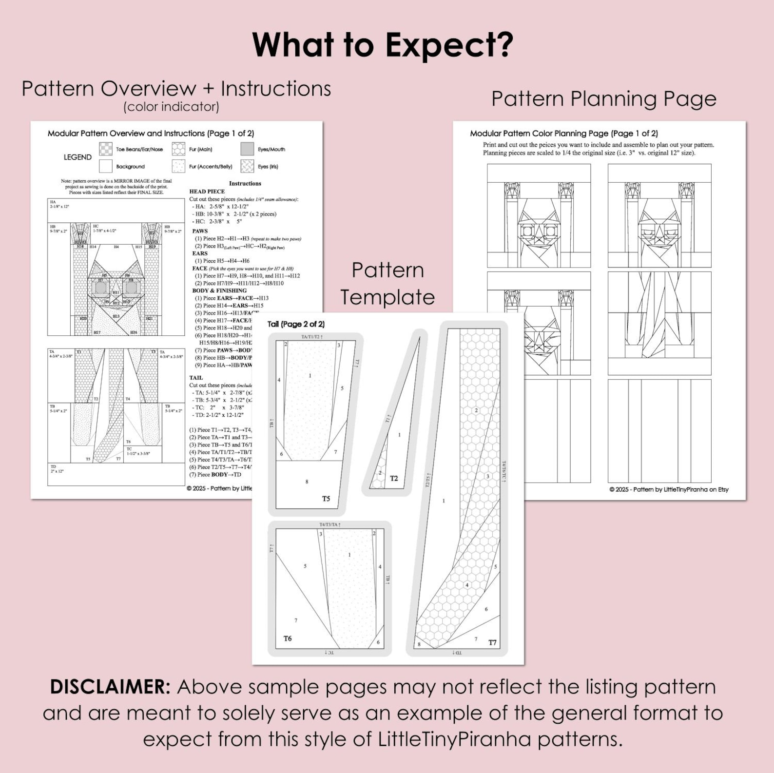 Long Cat, Modular Quilt Block FPP Pattern (PDF Download, Letter/a4 ...
