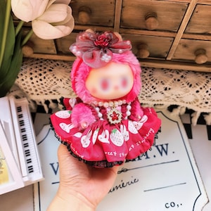 Custom Labubu clothes red floral outfit for Labubu doll collectors