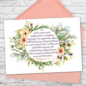 Do Not Be Anxious - Philippians 4:6,7 - Encouraging Greeting Card