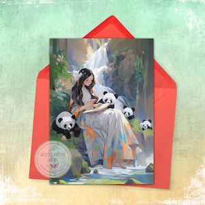 Pandas no Paraíso - Cartão de felicitações