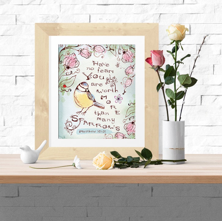 You Are Worth More Than Many Sparrows Scripture Art - Etsy UK