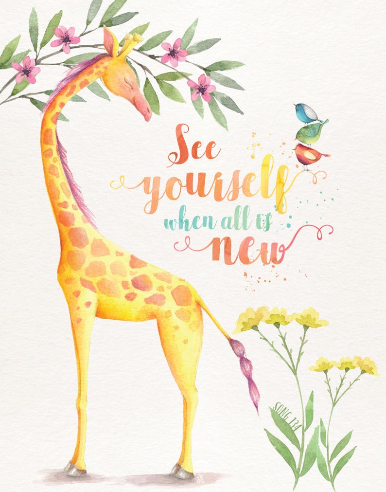 Set of 4 Downloadable Framing Prints Cute Watercolor Animals Etsy