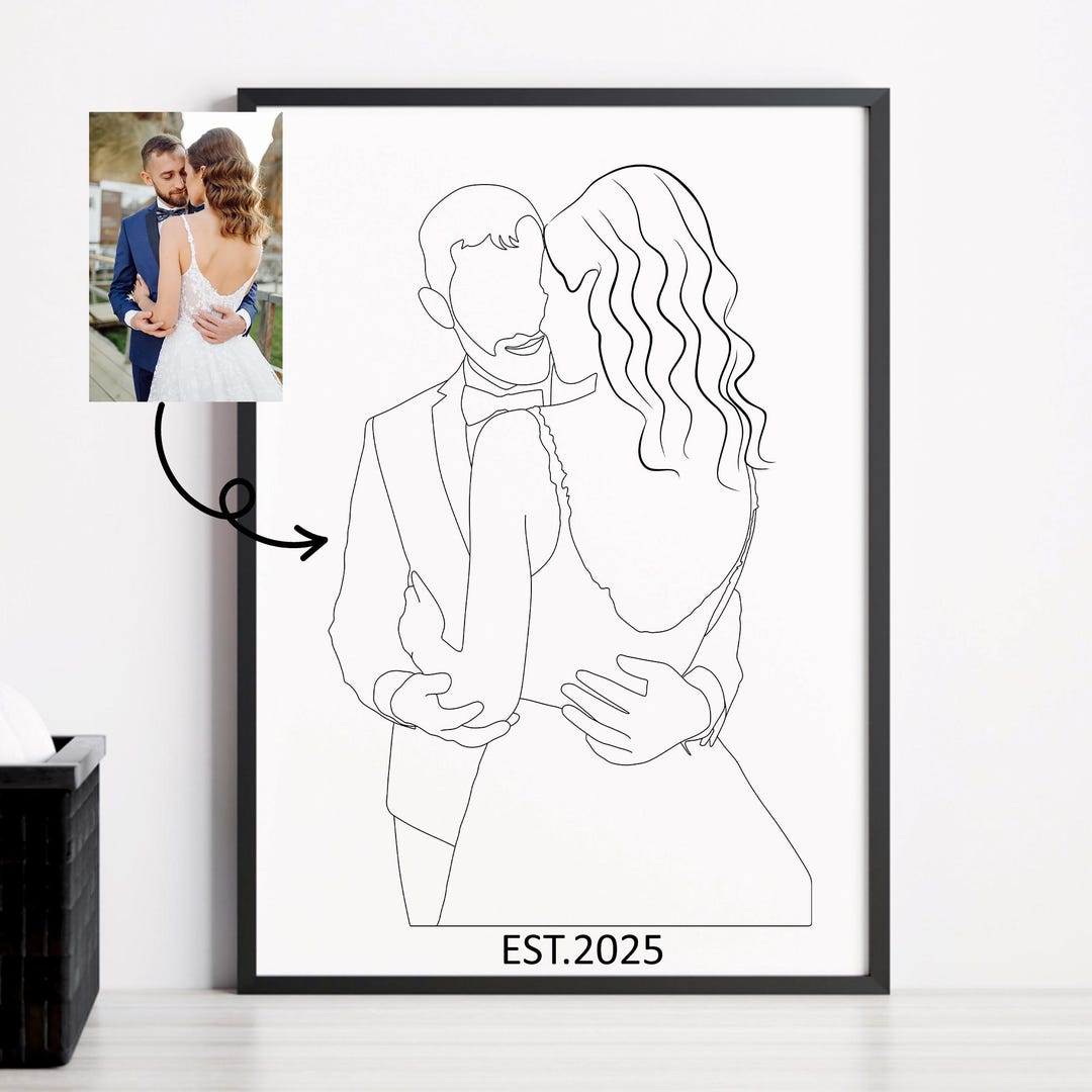 Custom Single Line Custom One Line Portrait, Line Art Drawing From Photo, Couple Family ...