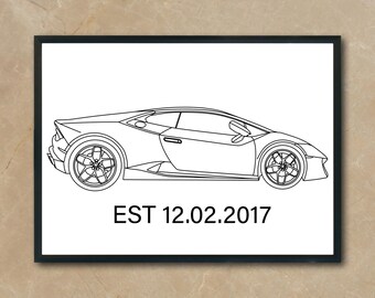 Aangepaste auto één lijntekening van foto, gepersonaliseerde auto lijntekeningen portret, digitale auto illustratie, kerstcadeau voor autoliefhebbers