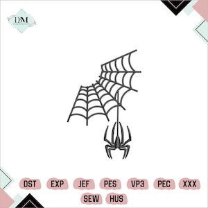 Halloween Spider Web Embroidery Design, Spider Stitch File, Spiderweb Machine Embroidery, Halloween Spooky Embroidery, Digital download