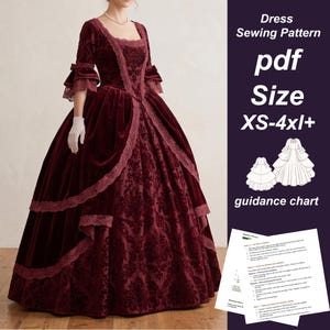Patrón de costura en PDF para vestido victoriano, patrón de vestido de hada élfica (tallas XS-4XL+), vestido de fantasía para cosplay, tamaño carta estadounidense para imprimir, descarga instantánea.