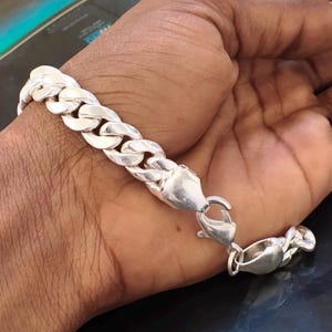 Heavy 925 Sterling Silver Curb Bracelet Figaro Silver Franco Bracelet Large Flat Curb Link Bracelet Silver Curb Chain Style Wrist Chain Gift