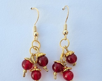 Ruby Collection Gold Dangle Earrings