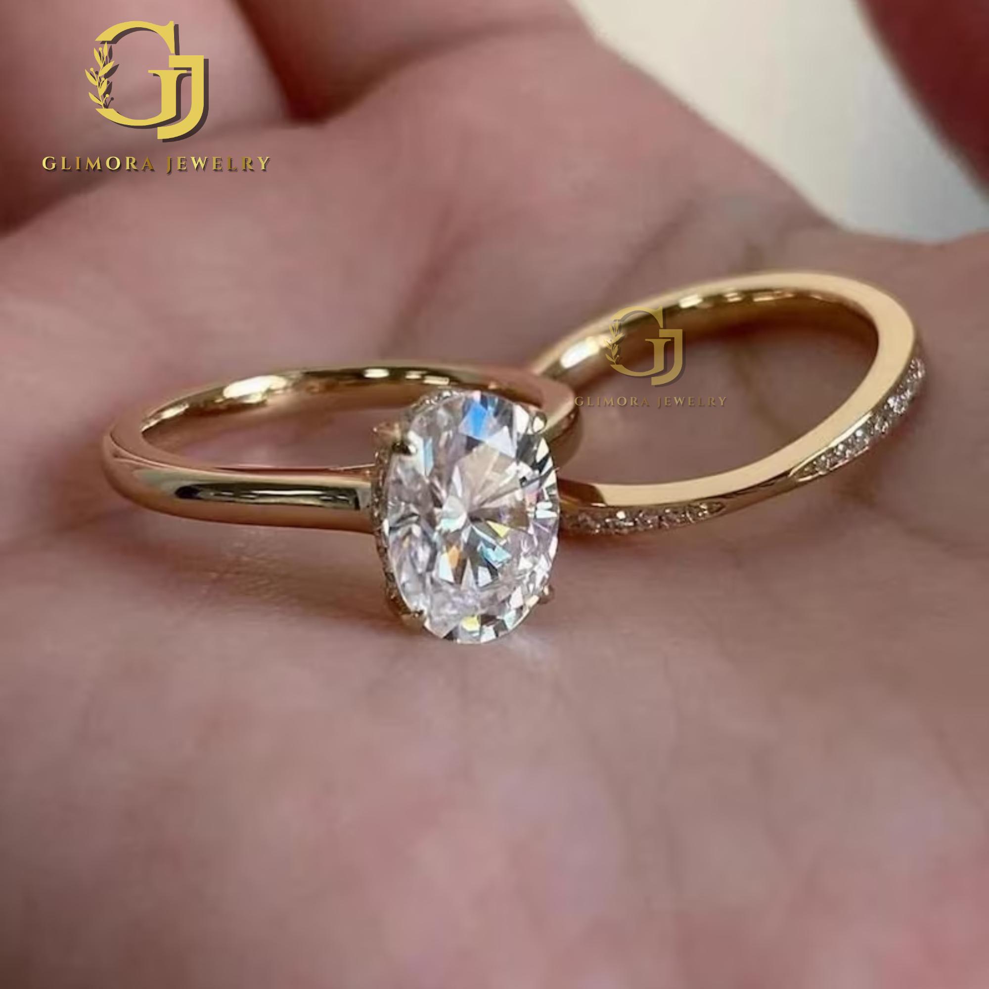 2.50 CT Oval Cut Moissanite Engagement Ring 14k Solid Gold Hidden Halo ...
