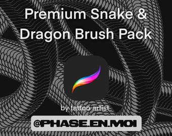Paquete de 10 pinceles para Procreate de serpiente y dragón del artista del tatuaje phase.en.moi