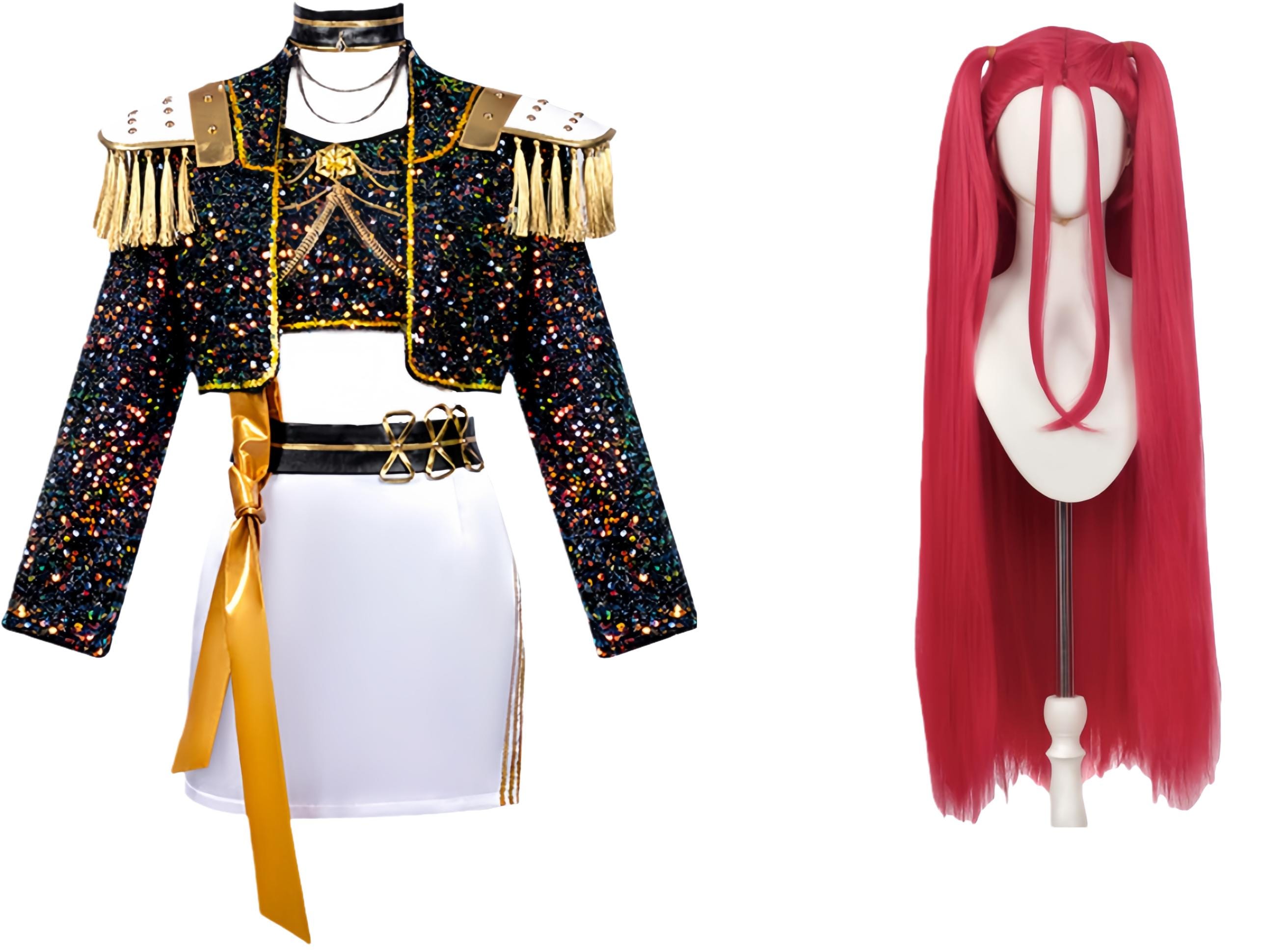 Hunter – Perruque Cosplay Enfant – Style Démon Chasseur – Pour Halloween, Carnaval, Soirée Masquée – Rouge Et Réaliste