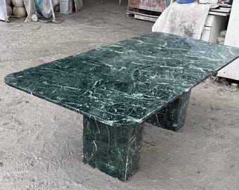 Mesa de comedor con pedestal de mármol verde / Escritorio ejecutivo de piedra a medida