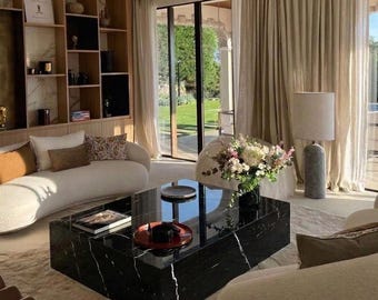 Stolik kawowy Alexander Black Nero Marquina z marmuru – luksusowe meble do przedpokoju