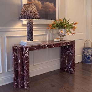 Rosso Levanto Marble Console – Red Marble Side Table, Luxury Furniture