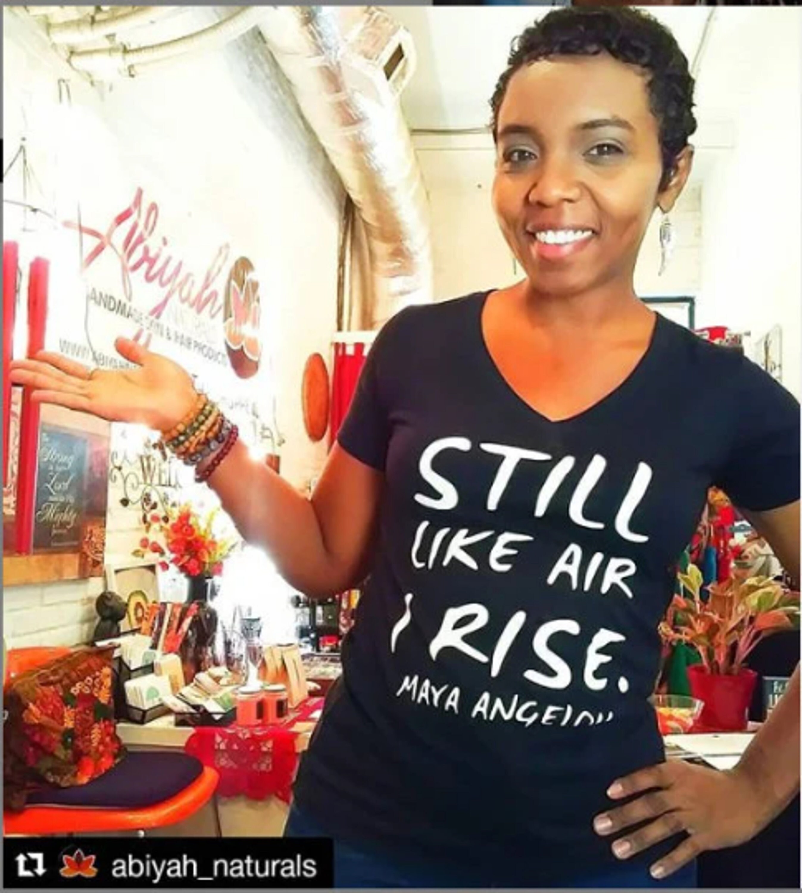 Women's T-Shirts [Out of Print] Maya Angelou / And Still I Rise V-Neck Tee (White) (Womens) L-1194_And-Still-I-Rise-Maya-