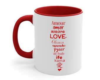 Love Language|Accent Mug|Valentine's Day|Love Rules|Valentine's GiftAmour|Love Around the World|Spread Love|Love Gift