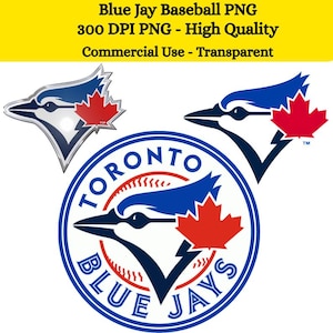 Può includere: File grafici digitali con il logo dei Toronto Blue Jays e icone di teste di uccello in blu, bianco e rosso. Il testo recita Blue Jay Baseball PNG, 300 DPI PNG - High Quality, Commercial Use - Transparent e Toronto Blue Jays.