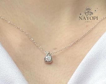 14k Gold Dainty Cross Necklace with Lab Grown Diamond Pendant