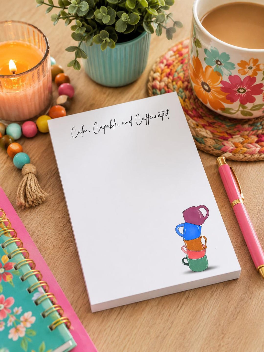 Calm Capable Caffeinated Notepad, Coffee Lover Stationery, 5x7 Desk ...