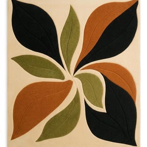 Modern Leaf Pattern Rug Handmade Area Carpet Boho Living Room Decor Soft Floor Mat