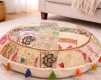 Floor pillow Boho round Purple meditation cushion cover, large cushion indian seating hippie decor