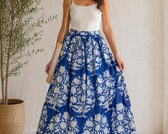 lightweight cotton skirt, breathable summer wear, indie boho fashion, artisan handmade clothing