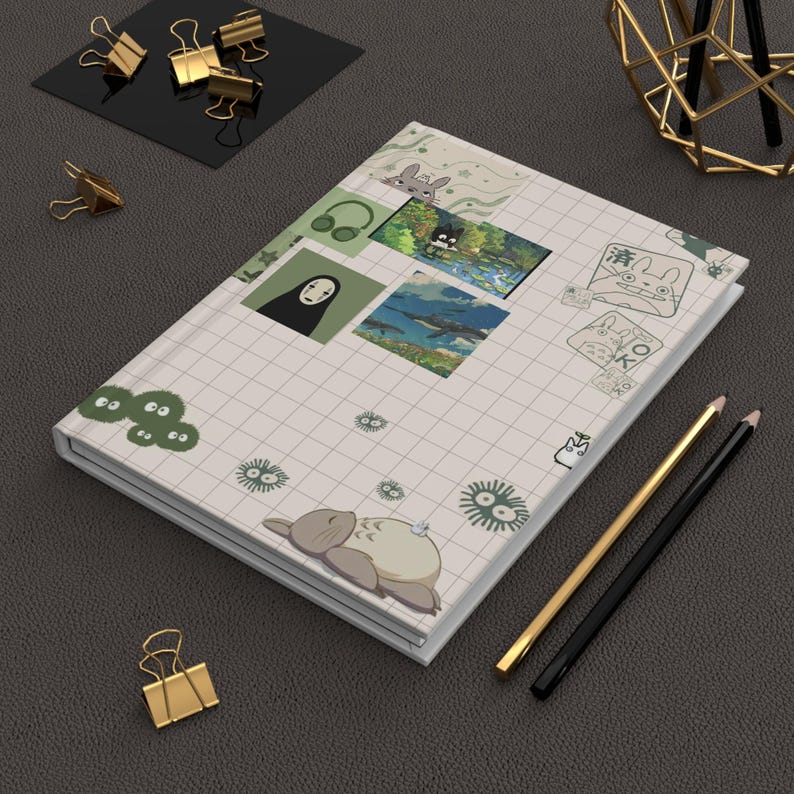 Studio Ghibli Collage Hardcover Journal | Kiki Totoro Spirited Away Grid Notebook image 5