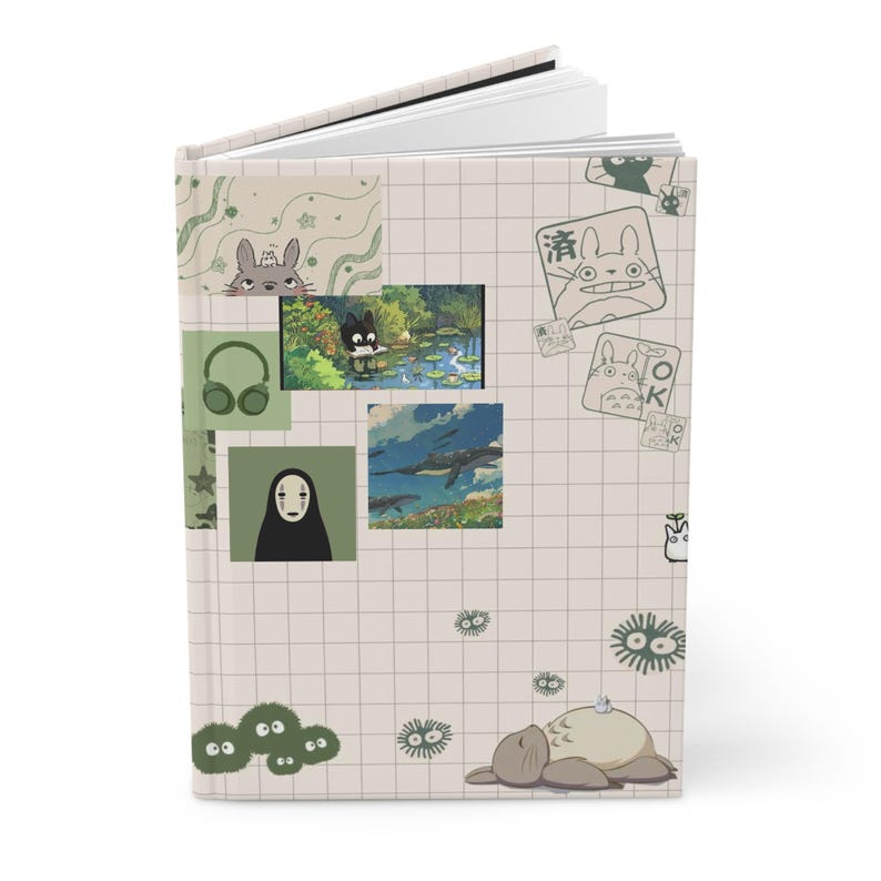 Studio Ghibli Collage Hardcover Journal | Kiki Totoro Spirited Away Grid Notebook image 3