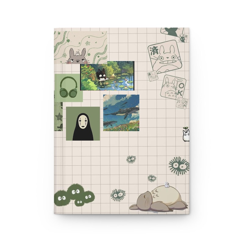 Studio Ghibli Collage Hardcover Journal | Kiki Totoro Spirited Away Grid Notebook image 1
