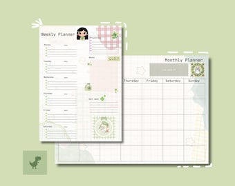 Pastel Weekly and Monthly Planner Set (Digital Download)