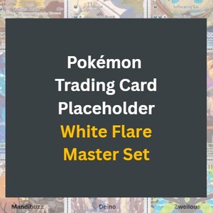 Carpeta de la colección maestra de Pokémon White Flare y lista de verificación Descarga digital de tarjetas maestras Mega Evolución Formato PDF A4