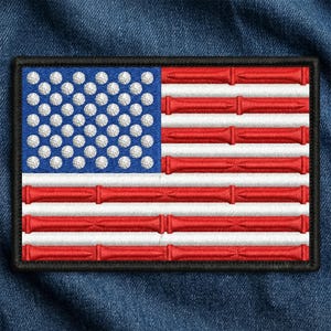 USA Flag Golf Patch Golf Balls and Tees Embroidered Applique Iron On Patriotic Sports Decal for Denim Jacket Club Bag
