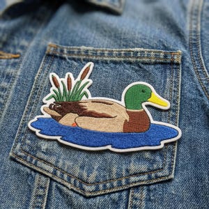 Mallard Duck Embroidered Patch Rustic Nature Applique Iron On Waterfowl Bird Decal for Denim Jacket Vest Backpack
