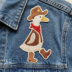 Cute Cowboy Duck Embroidered Patch Western Sheriff Applique Iron On Funny Bird Decal for Denim Jacket Backpack
