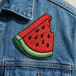 Bitten Watermelon Slice Embroidered Patch – Summer Fruit Applique (Iron-On/Sew-On)