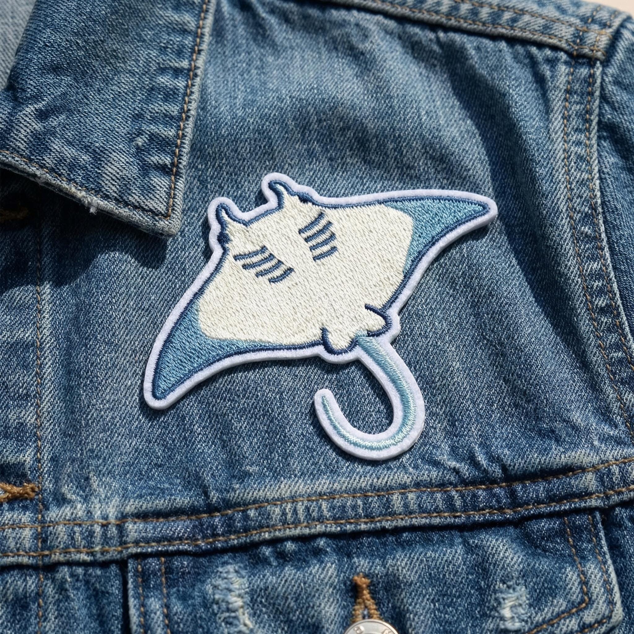 Cute Stingray Embroidered Patch Kawaii Ocean Animal Applique Iron on ...