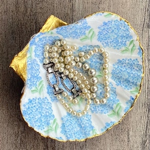 Giant Shell Jewellery Dish, Blue Hydrangea
