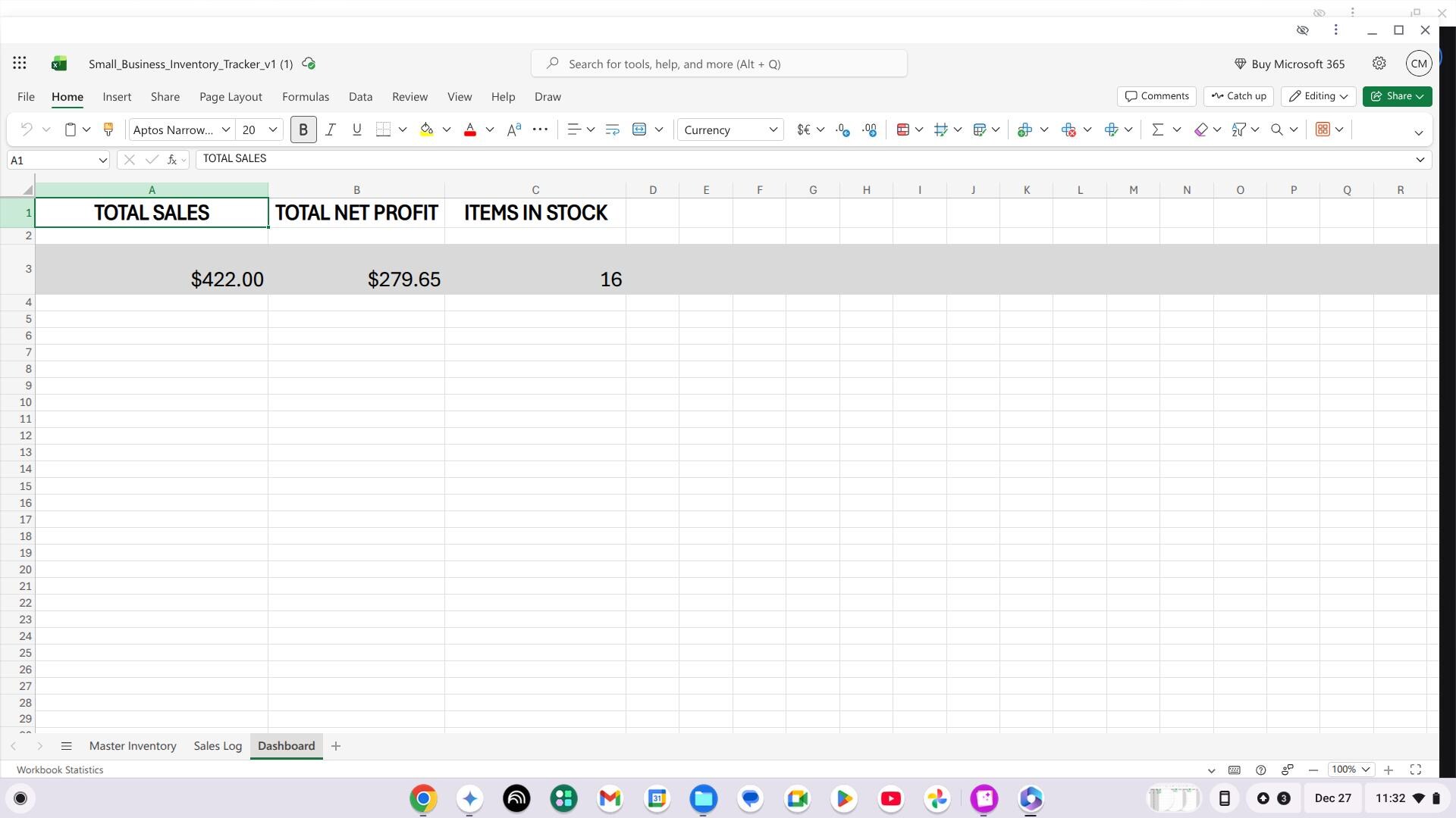 Small Business Inventory Tracker Excel Spreadsheet | Automated Stock ...