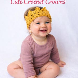 Cute Crochet Baby Crown Headband, Princess Photo Prop Crown, Newborn Toddler Birthday Crown, Baby Shower Gift, Handmade Crochet Tiara,PDF