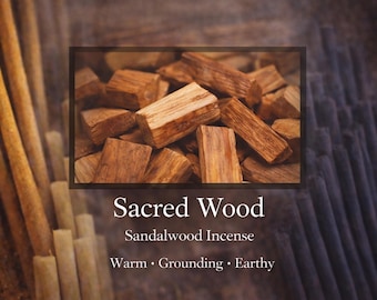 Sacred Wood Incense Sticks | Warm Sandalwood Scent | Grounding Incense | 20 pack